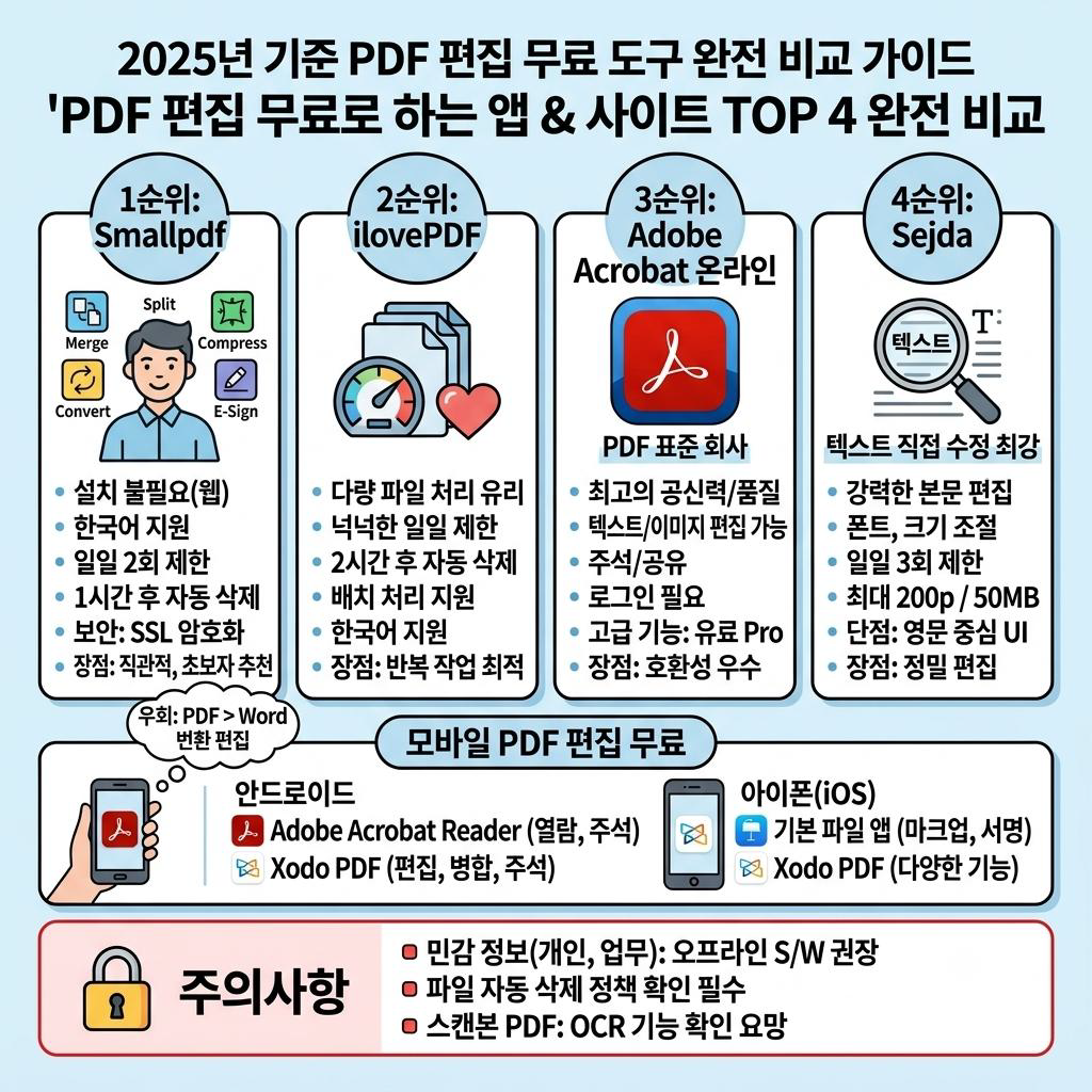 PDF 편집 무료로 하는 앱 & 사이트 TOP 4 완전 비교