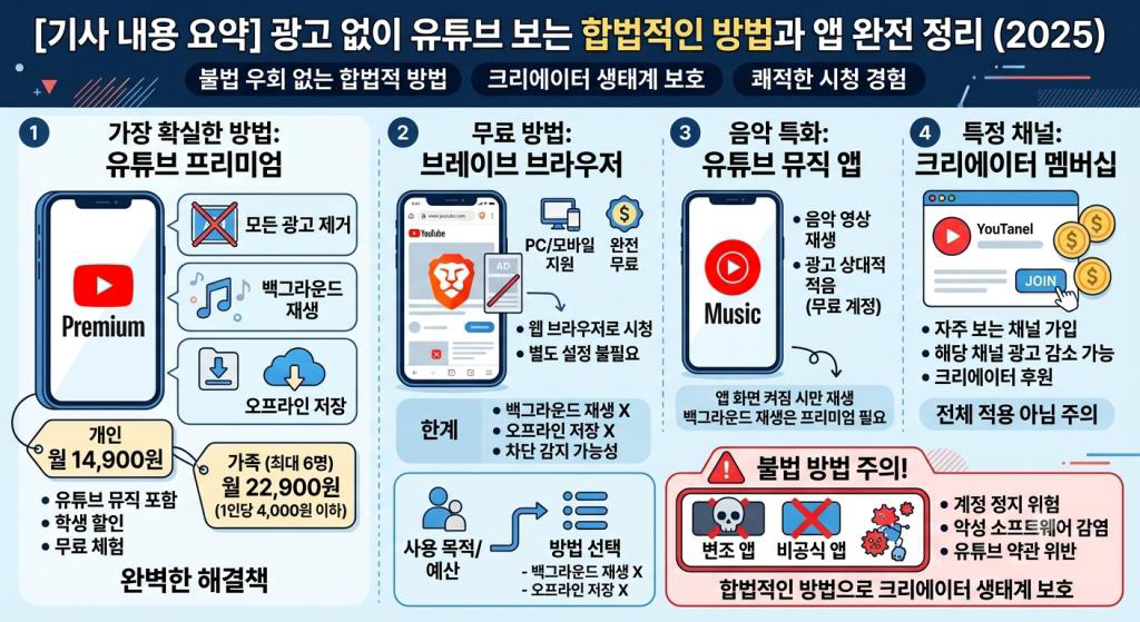 광고 없이 유튜브 보는 합법적인 방법과 앱 정리
