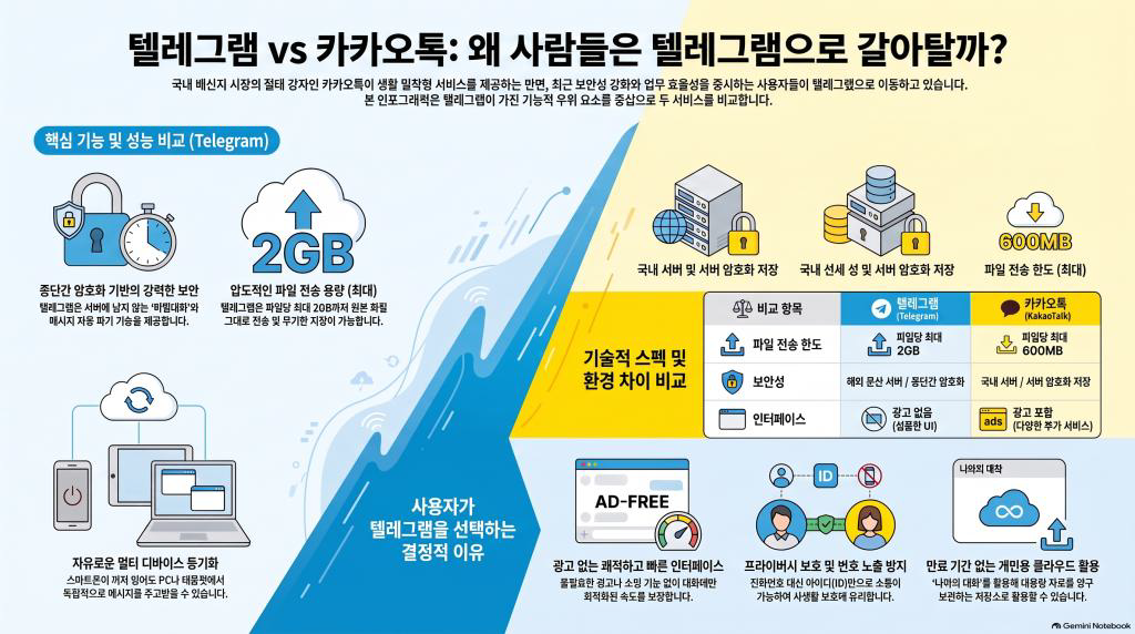 텔레그램 카카오톡 대신 쓰는 사람들의 이유 총정리