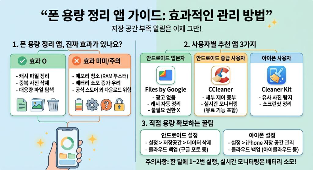 폰 용량 정리 앱 추천 제품별 솔직 비교 및 올바른 자동 최적화 방법